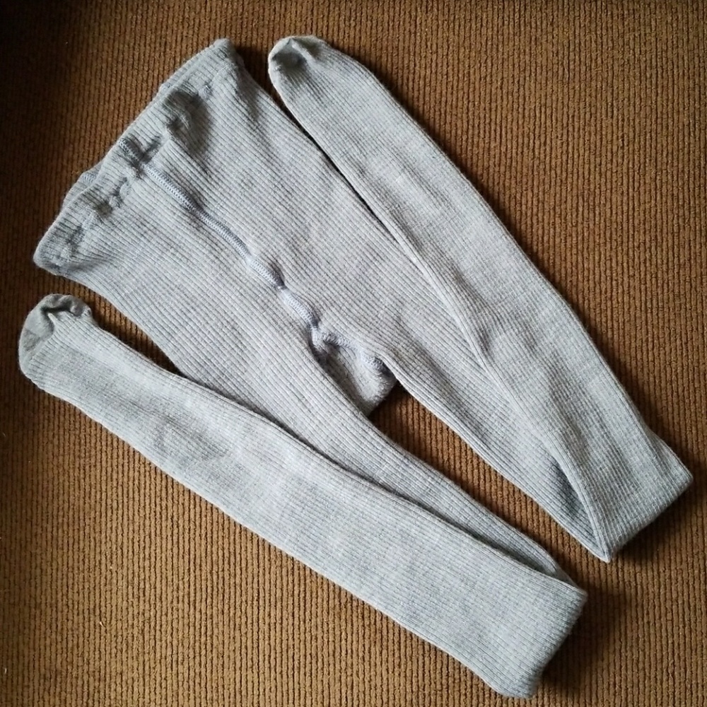 Gray Ribbed Made in korea thick tights